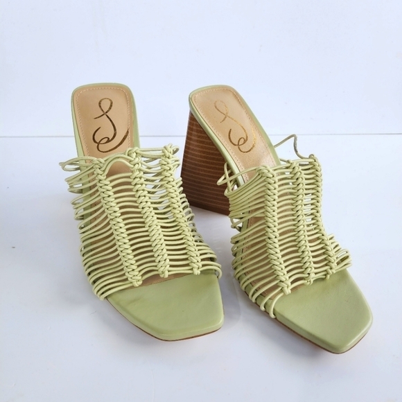 NEW Sam Edelman Laurette Light Green Block Heel Mule Sandal Size 6.5 - Picture 1 of 13
